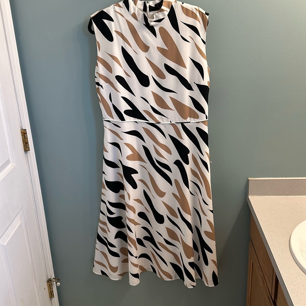 Ann Taylor, size 12 cream, black and light brown dress